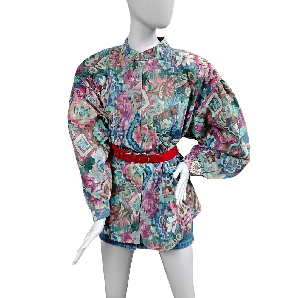 Vintage 80s Tap & Co. Button Down Blouse Size Large Relaxed Long Sleeve